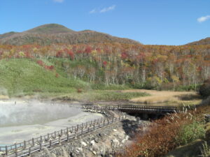 ニセコ湯本温泉大湯沼の紅葉